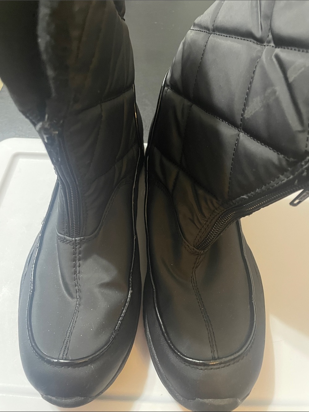 Black Quilted Winter Boots Sz. 11 great condition
